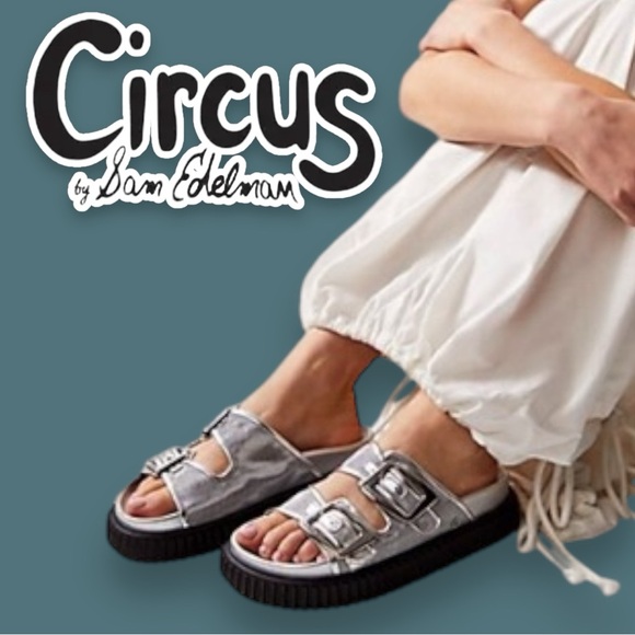 🎉HP🎉 NWOB Circus by Sam Edelman Chrissy Slide Sandals in Silver. Size 7.5 - Picture 2 of 10